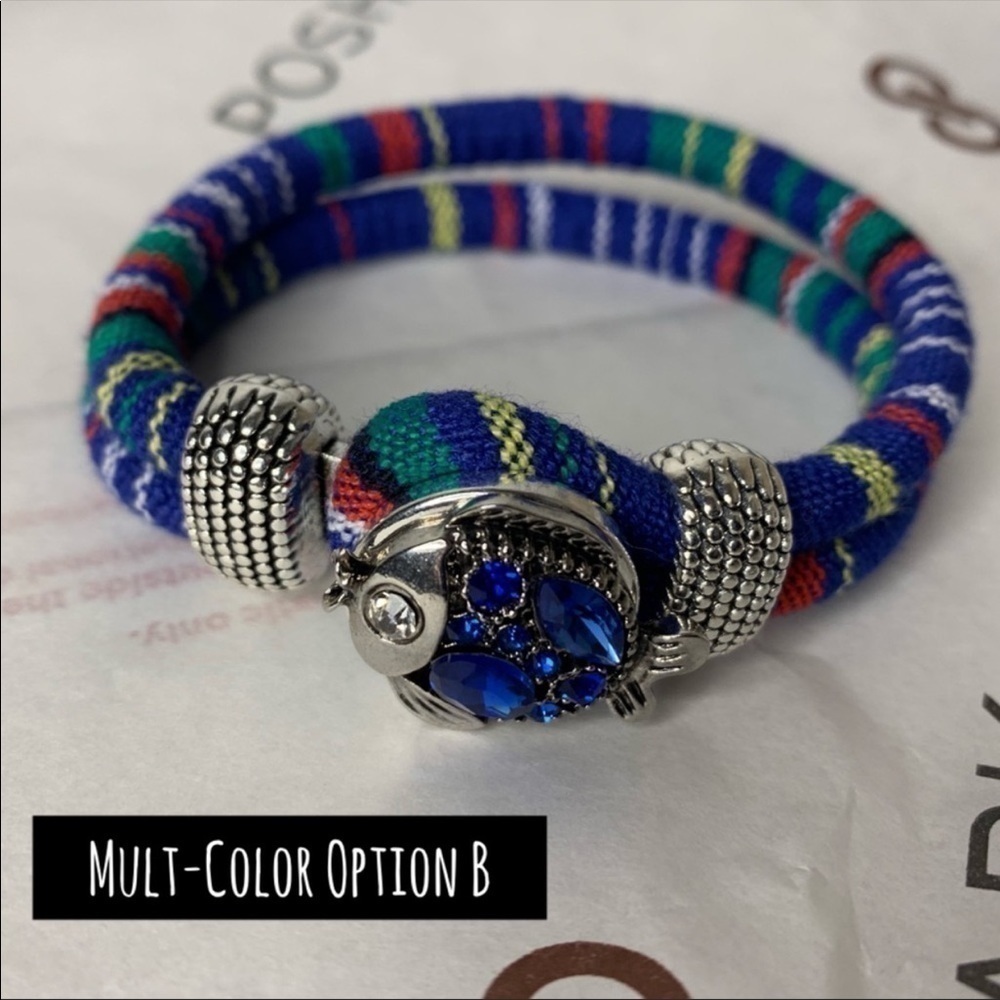 Blue Plaid Ginger Snap Interchangeable Bracelet